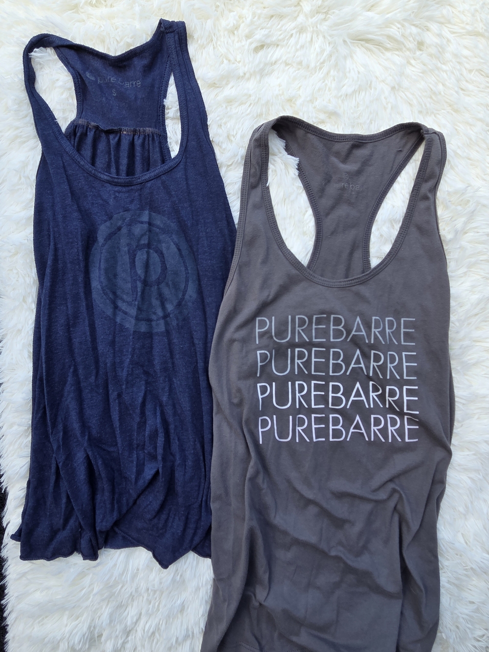 Pure Barre Logo Racerback Tank Tops - Navy & Gray